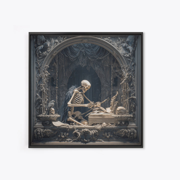 The Bone Sculptor, Square Wall Art, Dark Fantasy Wall Art, Canvas Print, Halloween Wall Decor, Gothic Home Decor, Collectible Wall Decor