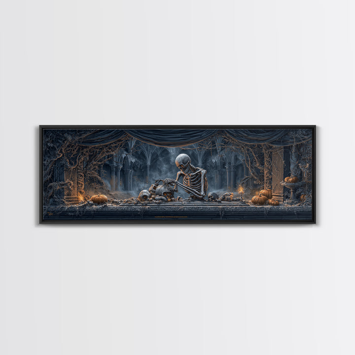 The Bone Sculptor, Extra Wide Wall Art, Dark Halloween Decor, Canvas Print, Halloween Wall Decor, Gothic Home Decor, Collectible Wall Decor