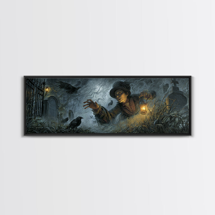 The Dream Eater, Extra Wide Wall Art, Gothic Horror Wall Art, Framed Canvas Print, Halloween Wall Decor, Gothic Home Decor