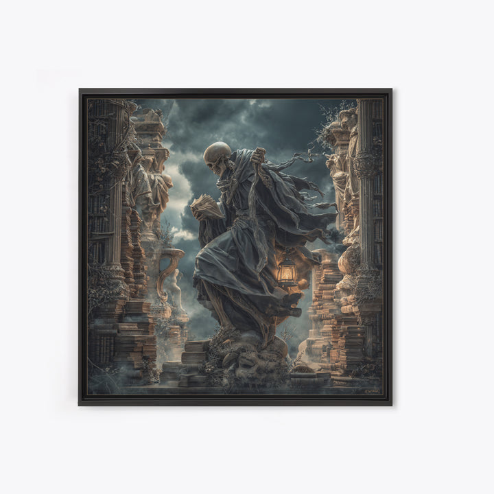 The Crypt Librarian, Square Wall Art, Dark Halloween Decor, Canvas Print, Halloween Wall Decor, Gothic Home Decor, Spooky Wall Decor
