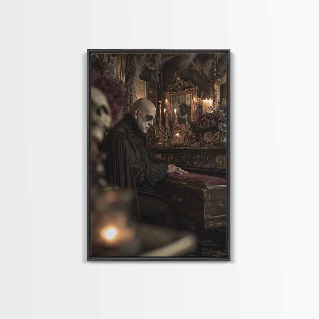 The Royal Coffin Maker, Vertical Wall Art, Haunted Gothic Art, Framed Canvas Print, Halloween Wall Decor, Gothic Home Decor