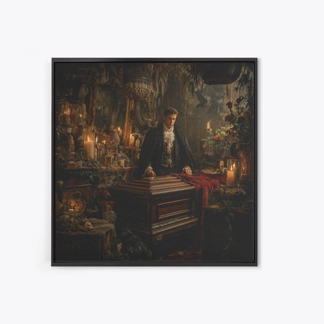 The Royal Coffin Maker, Square Wall Art, Spooky Home Decor, Canvas Print, Halloween Wall Decor, Gothic Home Decor, Seasonal Home Decor
