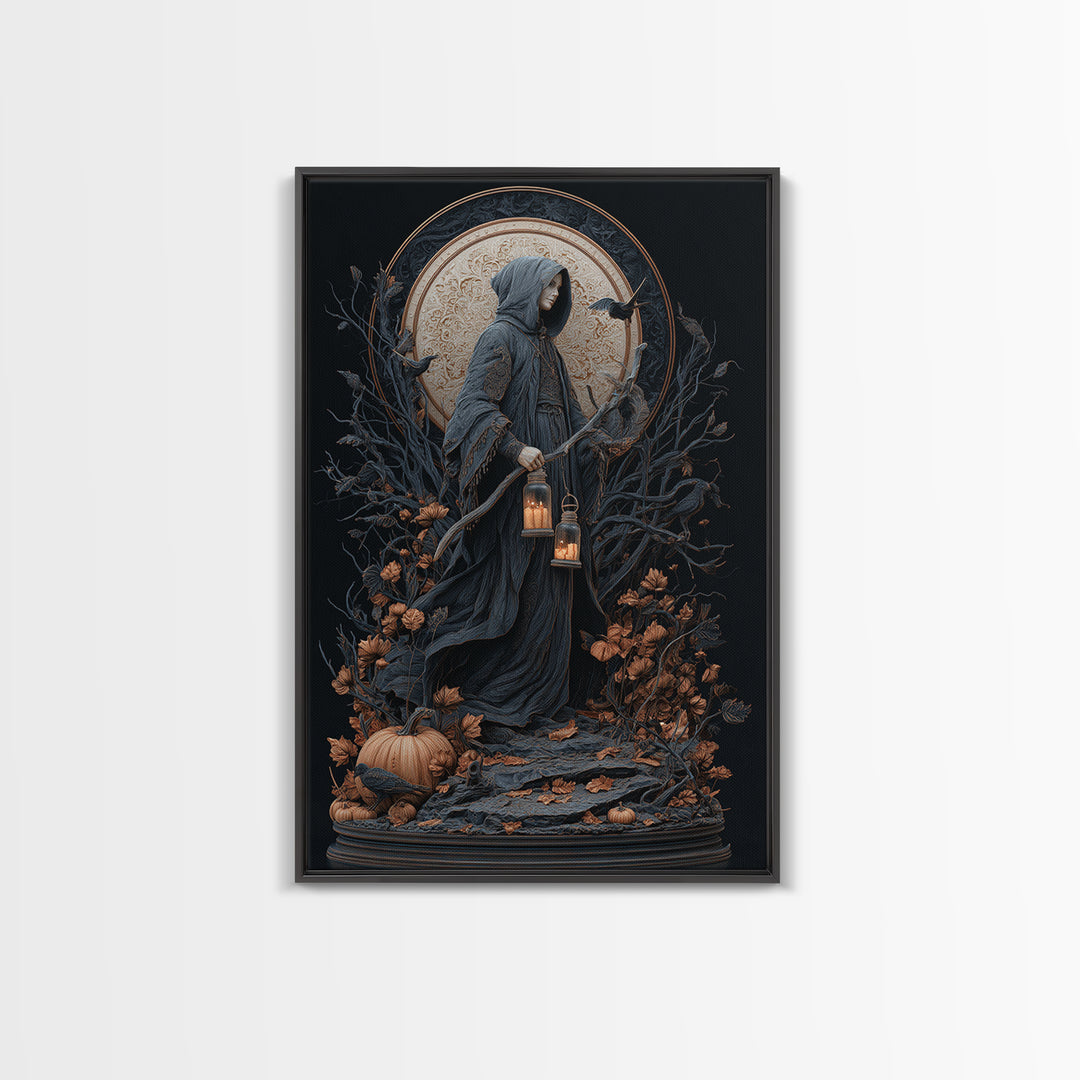 The Soul Collector, Vertical Wall Art, Haunted Gothic Art, Framed Canvas Print, Halloween Wall Decor, Gothic Home Decor, Statement Wall Art