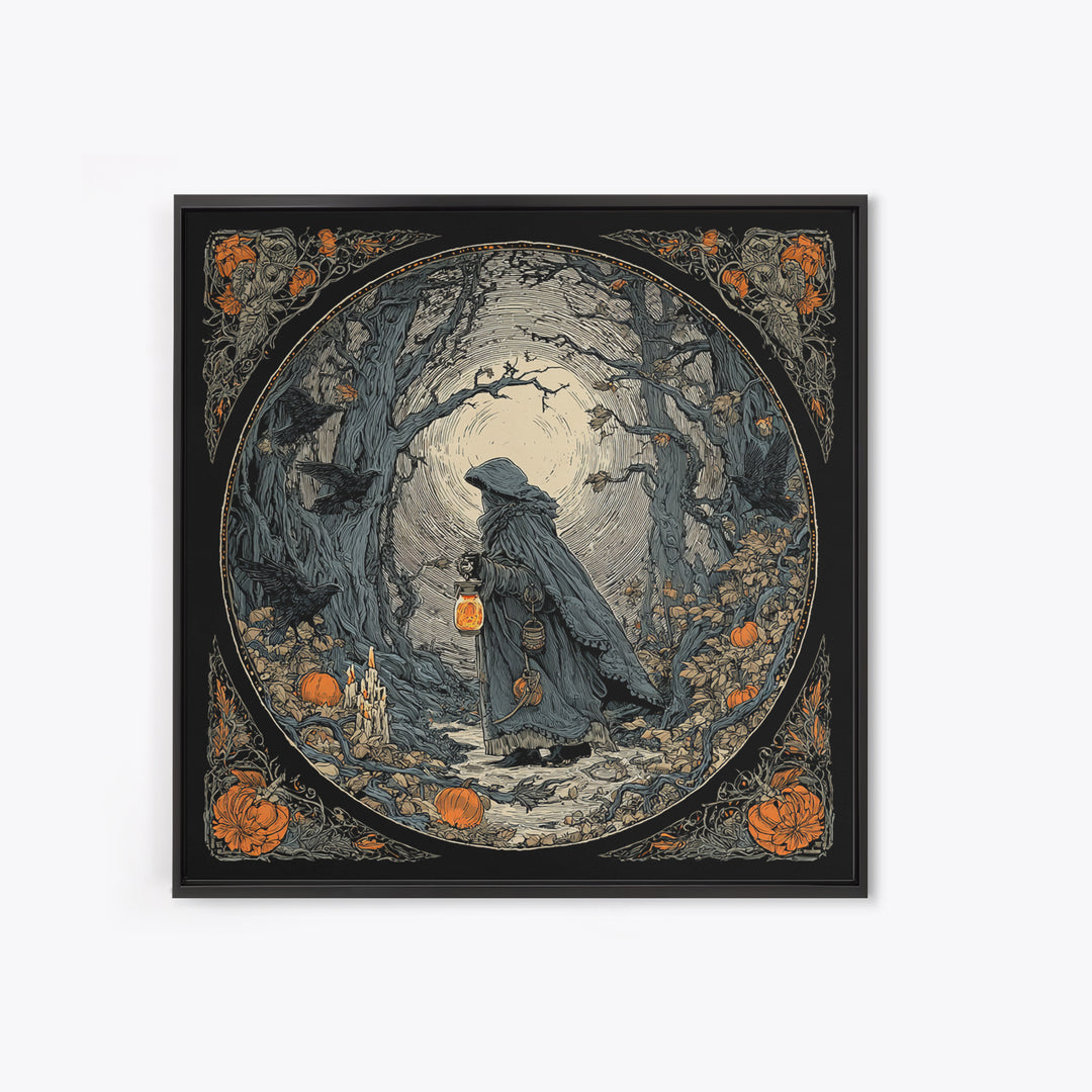 The Soul Collector, Square Wall Art, Macabre Wall Art, Framed Canvas Print, Halloween Wall Decor, Gothic Home Decor, Statement Wall Art