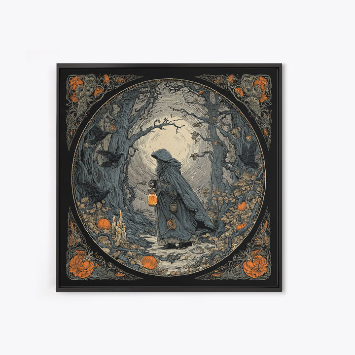 The Soul Collector, Square Wall Art, Macabre Wall Art, Framed Canvas Print, Halloween Wall Decor, Gothic Home Decor, Statement Wall Art
