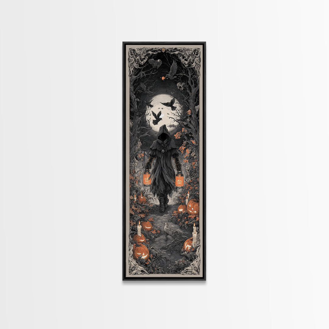 The Soul Collector, Tall Narrow Wall Art, Gothic Horror Wall Art, Framed Canvas Print, Halloween Wall Decor, Gothic Home Decor