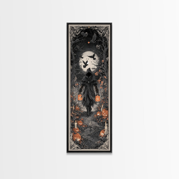 The Soul Collector, Tall Narrow Wall Art, Gothic Horror Wall Art, Framed Canvas Print, Halloween Wall Decor, Gothic Home Decor