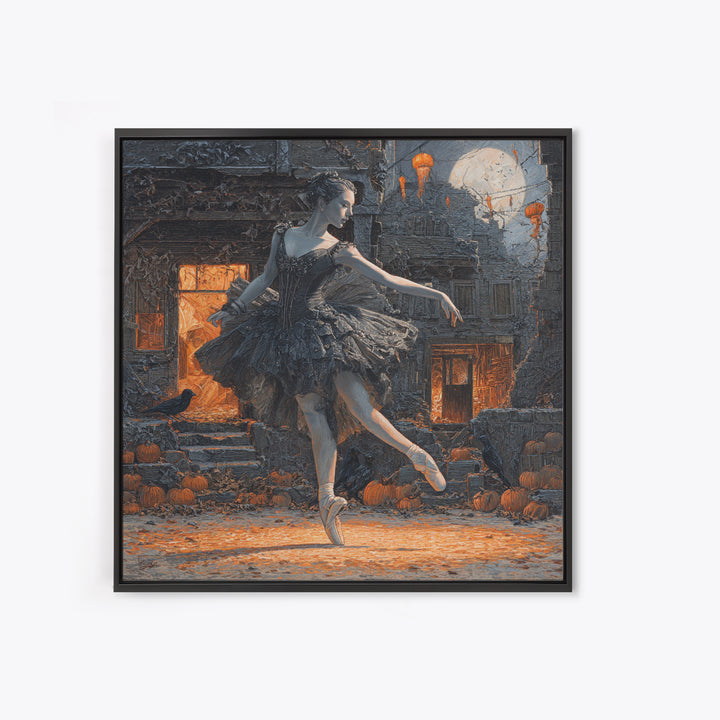 The Phantom Ballerina, Square Wall Art, Haunted Gothic Art, Framed Canvas Print, Halloween Wall Decor, Gothic Home Decor, Macabre Wall Art