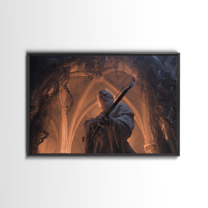 The Ghost Of The Witch Hunter, Landscape Wall Art, Gothic Horror Wall Art, Framed Canvas Print, Halloween Wall Decor, Gothic Home Decor