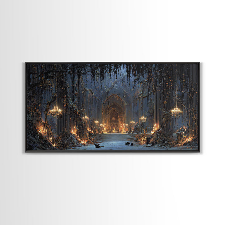 The Ghost Of The Witch Hunter, Wide Panoramic Art, Dark Halloween Decor, Canvas Print, Halloween Wall Decor, Gothic Home Decor
