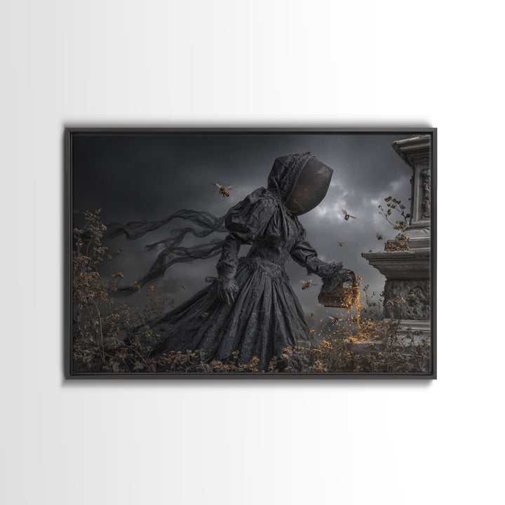 The Cemetery Beekeeper, Landscape Wall Art, Spooky Home Decor, Canvas Print, Halloween Wall Decor, Gothic Home Decor, Spooky Wall Decor