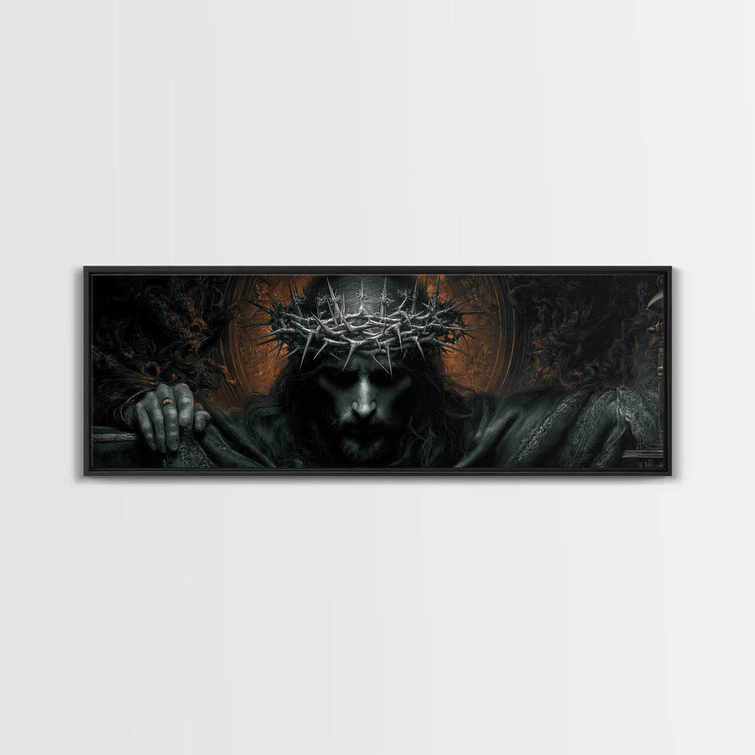 The Thorn-Crowned King, Extra Wide Wall Art, Dark Fantasy Wall Art, Canvas Print, Halloween Wall Decor, Gothic Home Decor