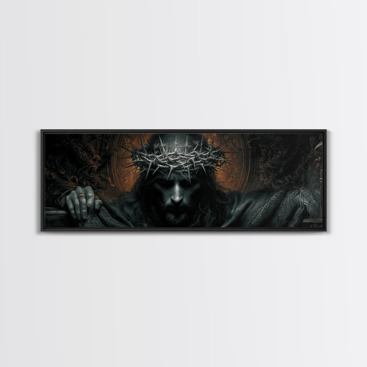 The Thorn-Crowned King, Extra Wide Wall Art, Dark Fantasy Wall Art, Canvas Print, Halloween Wall Decor, Gothic Home Decor