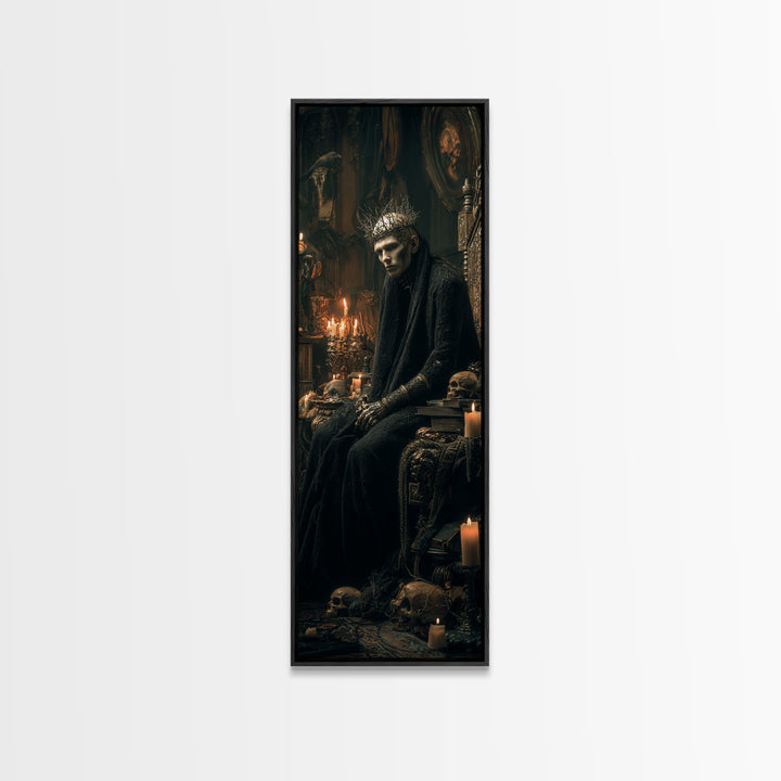 The Thorn-Crowned King, Tall Narrow Wall Art, Dark Fantasy Wall Art, Canvas Print, Halloween Wall Decor, Gothic Home Decor