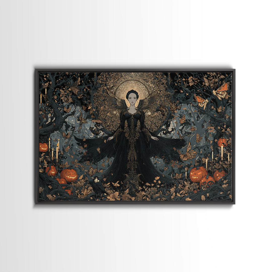 The Moth-Winged Empress, Landscape Wall Art, Gothic Horror Wall Art, Framed Canvas Print, Halloween Wall Decor, Gothic Home Decor