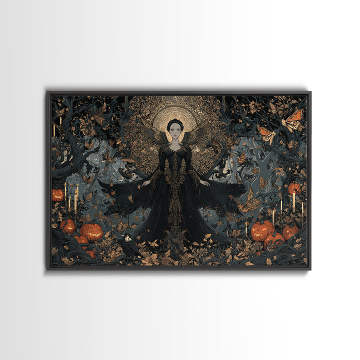The Moth-Winged Empress, Landscape Wall Art, Gothic Horror Wall Art, Framed Canvas Print, Halloween Wall Decor, Gothic Home Decor