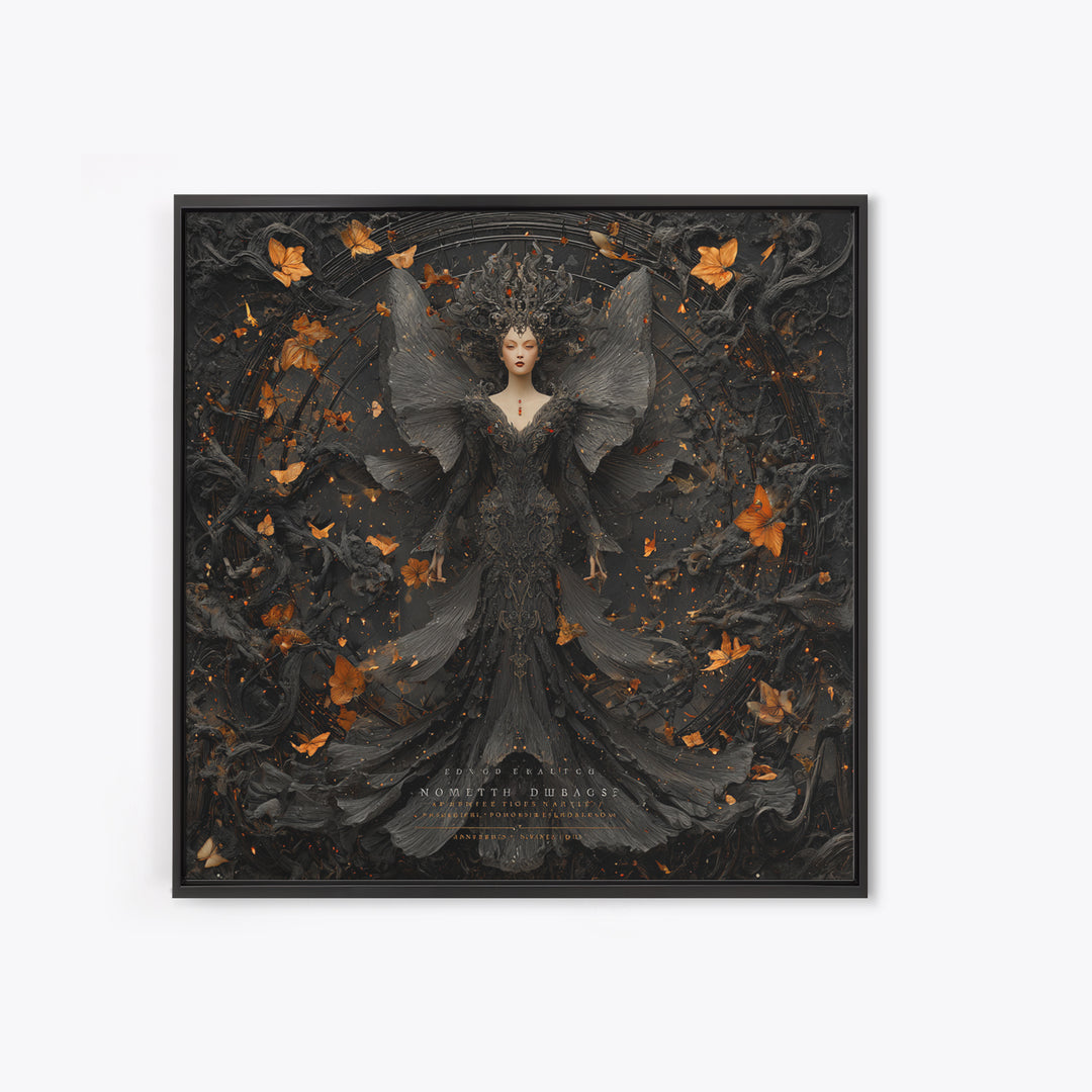 The Moth-Winged Empress, Square Wall Art, Dark Fantasy Wall Art, Canvas Print, Halloween Wall Decor, Gothic Home Decor, Statement Wall Art