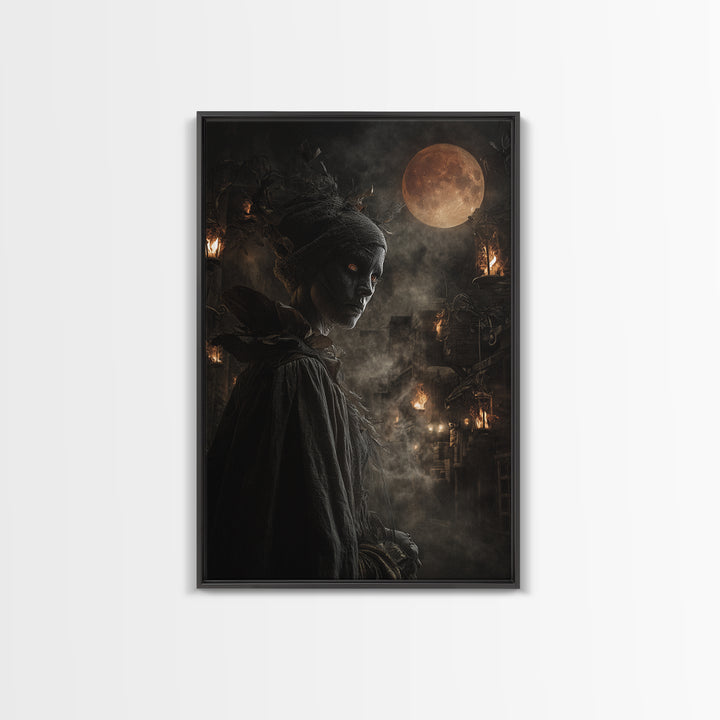 The Ash-Covered Oracle, Vertical Wall Art, Haunted Gothic Art, Framed Canvas Print, Halloween Wall Decor, Gothic Home Decor