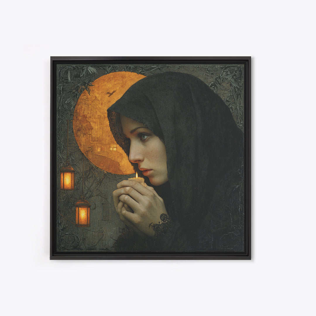 The Ash-Covered Oracle, Square Wall Art, Macabre Wall Art, Framed Canvas Print, Halloween Wall Decor, Gothic Home Decor, Seasonal Home Decor