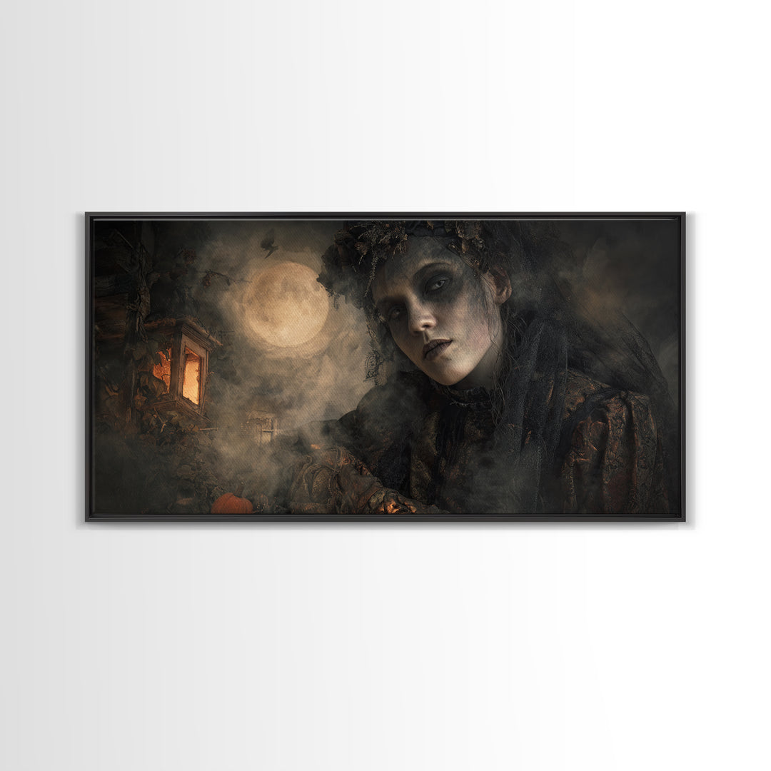 The Ash-Covered Oracle, Wide Panoramic Art, Spooky Home Decor, Canvas Print, Halloween Wall Decor, Gothic Home Decor, Seasonal Home Decor