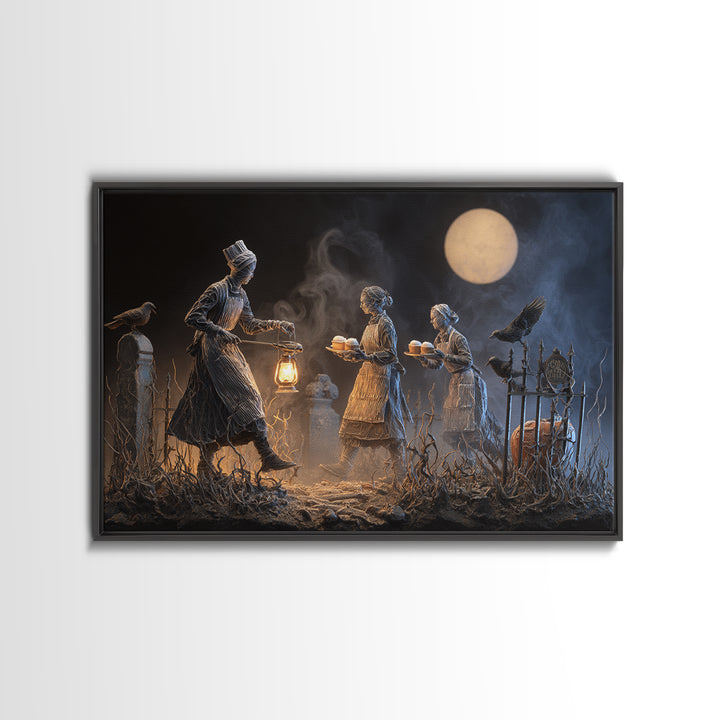 The Ghost Bakery, Landscape Wall Art, Haunted Gothic Art, Framed Canvas Print, Halloween Wall Decor, Gothic Home Decor, Halloween Decor