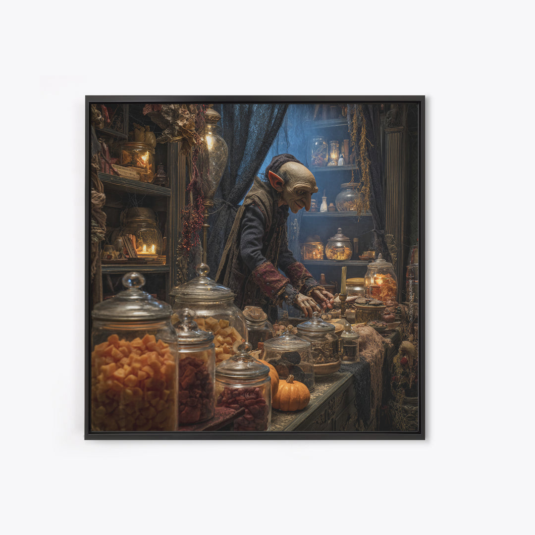 The Goblin Candy Shop, Square Wall Art, Spooky Home Decor, Canvas Print, Halloween Wall Decor, Gothic Home Decor, Collectible Wall Decor