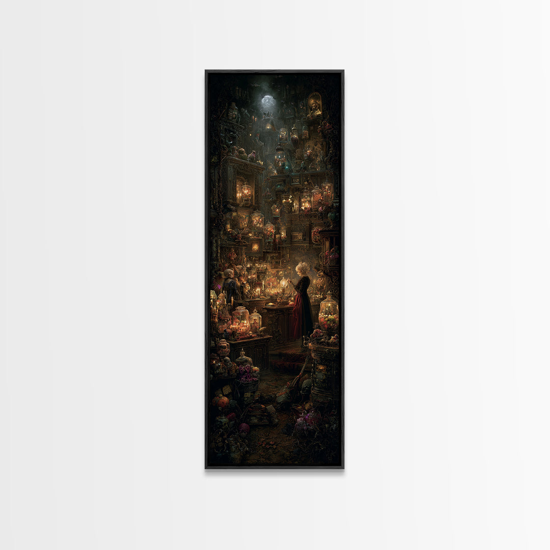 The Goblin Candy Shop, Tall Narrow Wall Art, Dark Halloween Decor, Canvas Print, Halloween Wall Decor, Gothic Home Decor