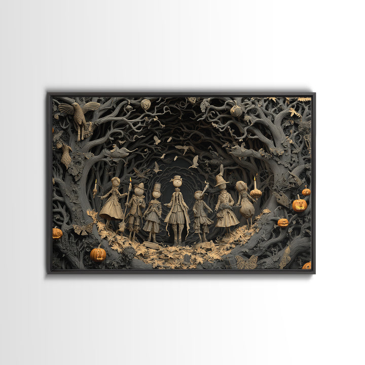The Haunted Toy Parade, Landscape Wall Art, Gothic Horror Wall Art, Framed Canvas Print, Halloween Wall Decor, Gothic Home Decor