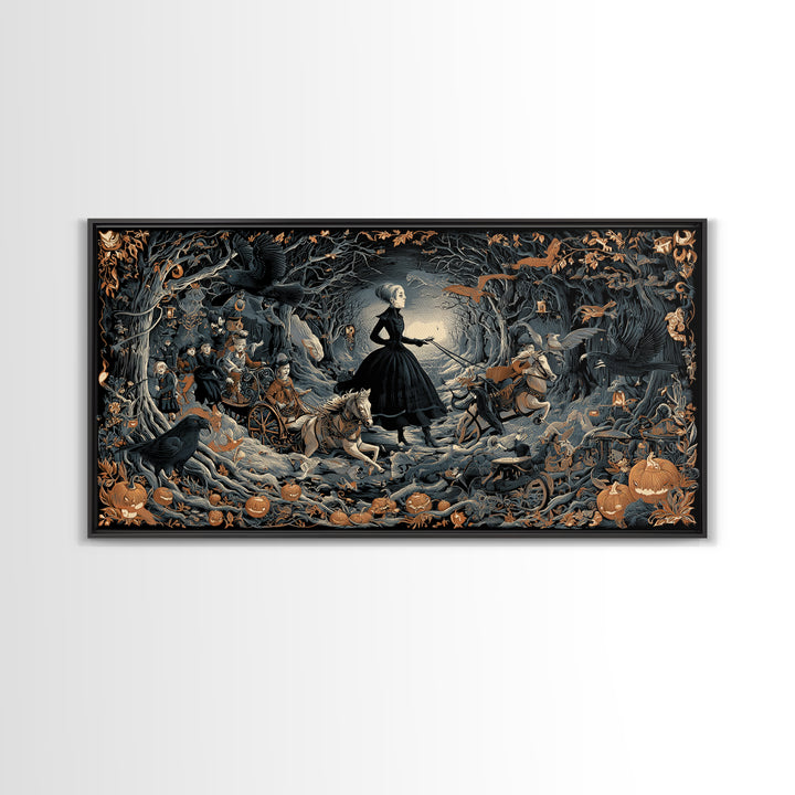 The Haunted Toy Parade, Wide Panoramic Art, Spooky Home Decor, Canvas Print, Halloween Wall Decor, Gothic Home Decor, Spooky Wall Decor