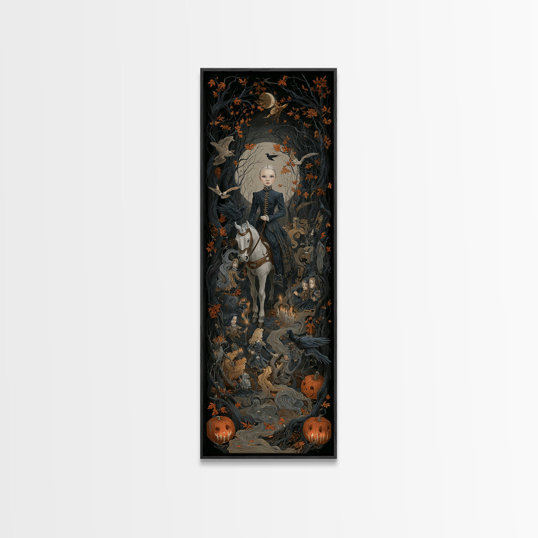 The Haunted Toy Parade, Tall Narrow Wall Art, Gothic Horror Wall Art, Framed Canvas Print, Halloween Wall Decor, Gothic Home Decor