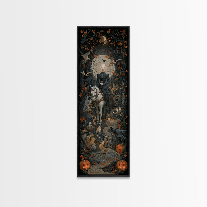 The Haunted Toy Parade, Tall Narrow Wall Art, Gothic Horror Wall Art, Framed Canvas Print, Halloween Wall Decor, Gothic Home Decor
