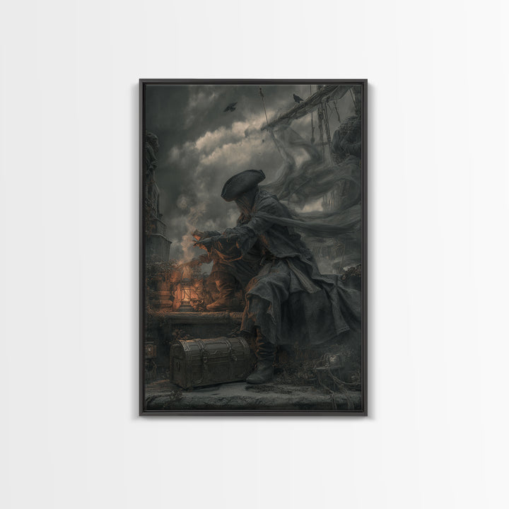The Ghost Pirate Picnic, Vertical Wall Art, Dark Fantasy Wall Art, Canvas Print, Halloween Wall Decor, Gothic Home Decor, Horror Wall Art