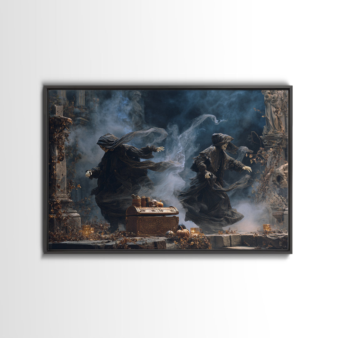 The Ghost Pirate Picnic, Landscape Wall Art, Haunted Gothic Art, Framed Canvas Print, Halloween Wall Decor, Gothic Home Decor
