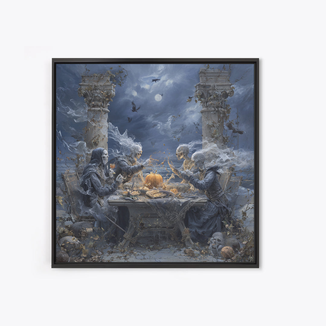 The Ghost Pirate Picnic, Square Wall Art, Dark Fantasy Wall Art, Canvas Print, Halloween Wall Decor, Gothic Home Decor, Spooky Wall Decor