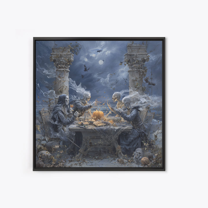 The Ghost Pirate Picnic, Square Wall Art, Dark Fantasy Wall Art, Canvas Print, Halloween Wall Decor, Gothic Home Decor, Spooky Wall Decor