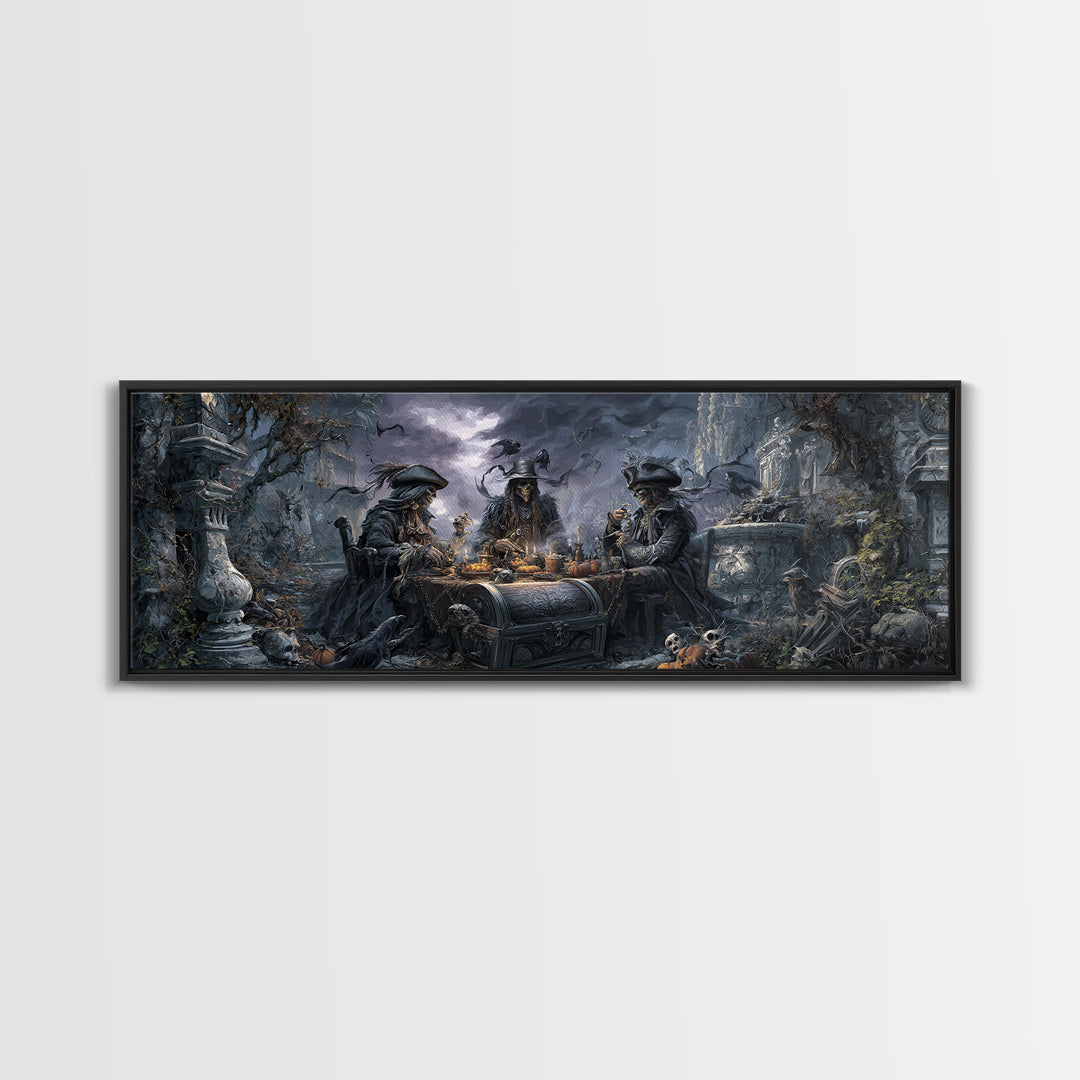 The Ghost Pirate Picnic, Extra Wide Wall Art, Haunted Gothic Art, Framed Canvas Print, Halloween Wall Decor, Gothic Home Decor