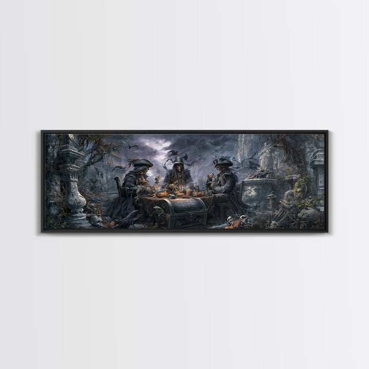 The Ghost Pirate Picnic, Extra Wide Wall Art, Haunted Gothic Art, Framed Canvas Print, Halloween Wall Decor, Gothic Home Decor