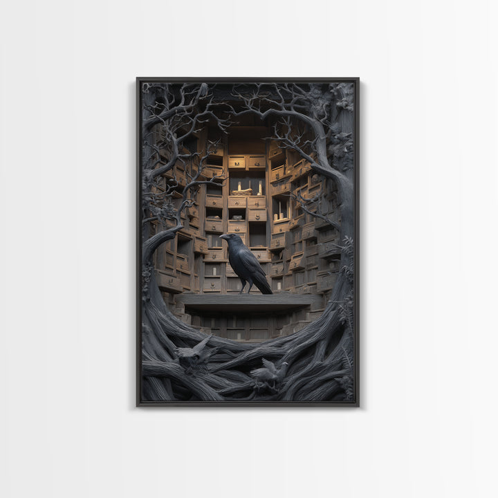 The Raven Post Office, Vertical Wall Art, Dark Halloween Decor, Canvas Print, Halloween Wall Decor, Gothic Home Decor, Halloween Wall Art