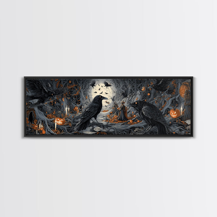 The Raven Post Office, Extra Wide Wall Art, Dark Halloween Decor, Canvas Print, Halloween Wall Decor, Gothic Home Decor, Seasonal Home Decor