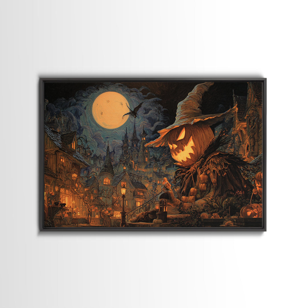 The Candy Corn Kingdom, Landscape Wall Art, Gothic Horror Wall Art, Framed Canvas Print, Halloween Wall Decor, Gothic Home Decor