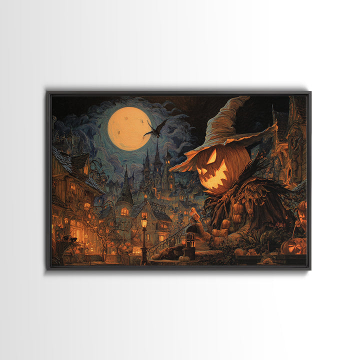 The Candy Corn Kingdom, Landscape Wall Art, Gothic Horror Wall Art, Framed Canvas Print, Halloween Wall Decor, Gothic Home Decor