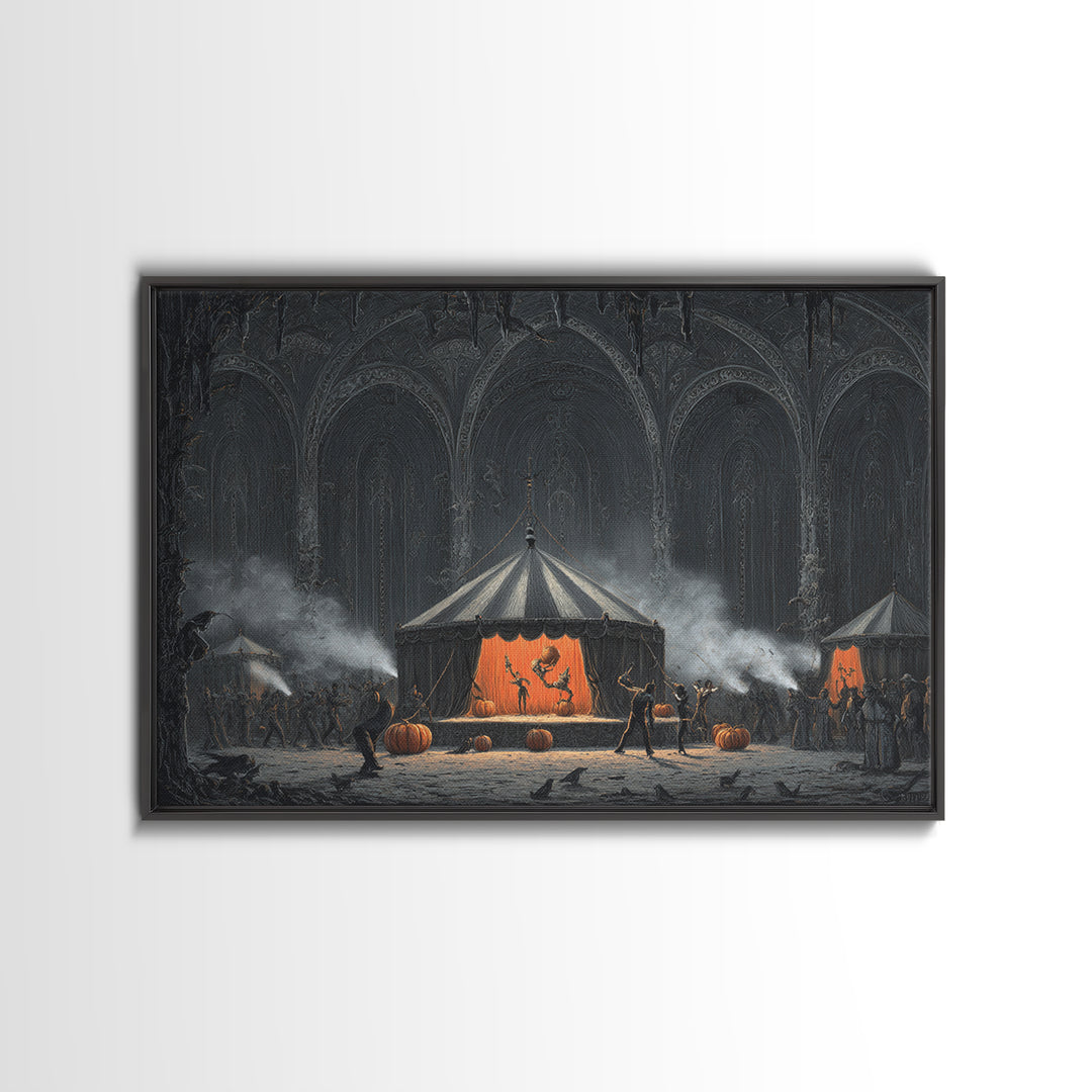 The Jack-O'-Lantern Circus, Landscape Wall Art, Spooky Home Decor, Canvas Print, Halloween Wall Decor, Gothic Home Decor