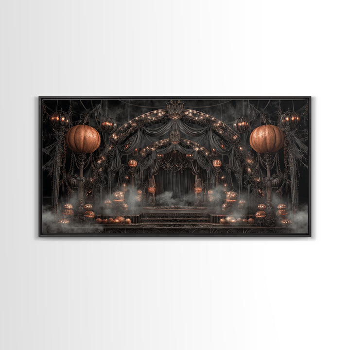 The Jack-O'-Lantern Circus, Wide Panoramic Art, Spooky Home Decor, Canvas Print, Halloween Wall Decor, Gothic Home Decor, Macabre Wall Art