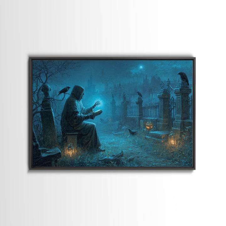 The Graveyard Book Club, Landscape Wall Art, Dark Halloween Decor, Canvas Print, Halloween Wall Decor, Gothic Home Decor, Macabre Wall Art
