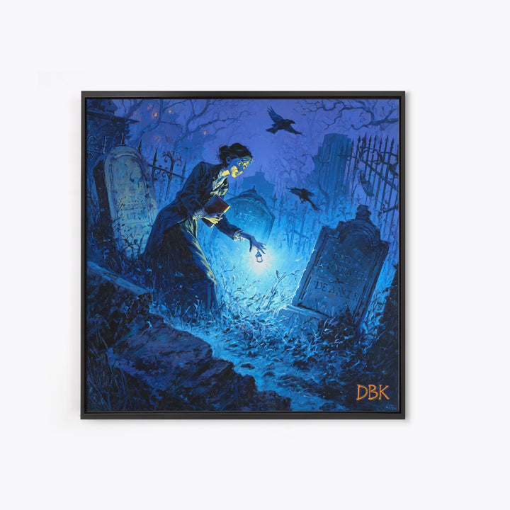 The Graveyard Book Club, Square Wall Art, Dark Halloween Decor, Canvas Print, Halloween Wall Decor, Gothic Home Decor, Halloween Wall Art