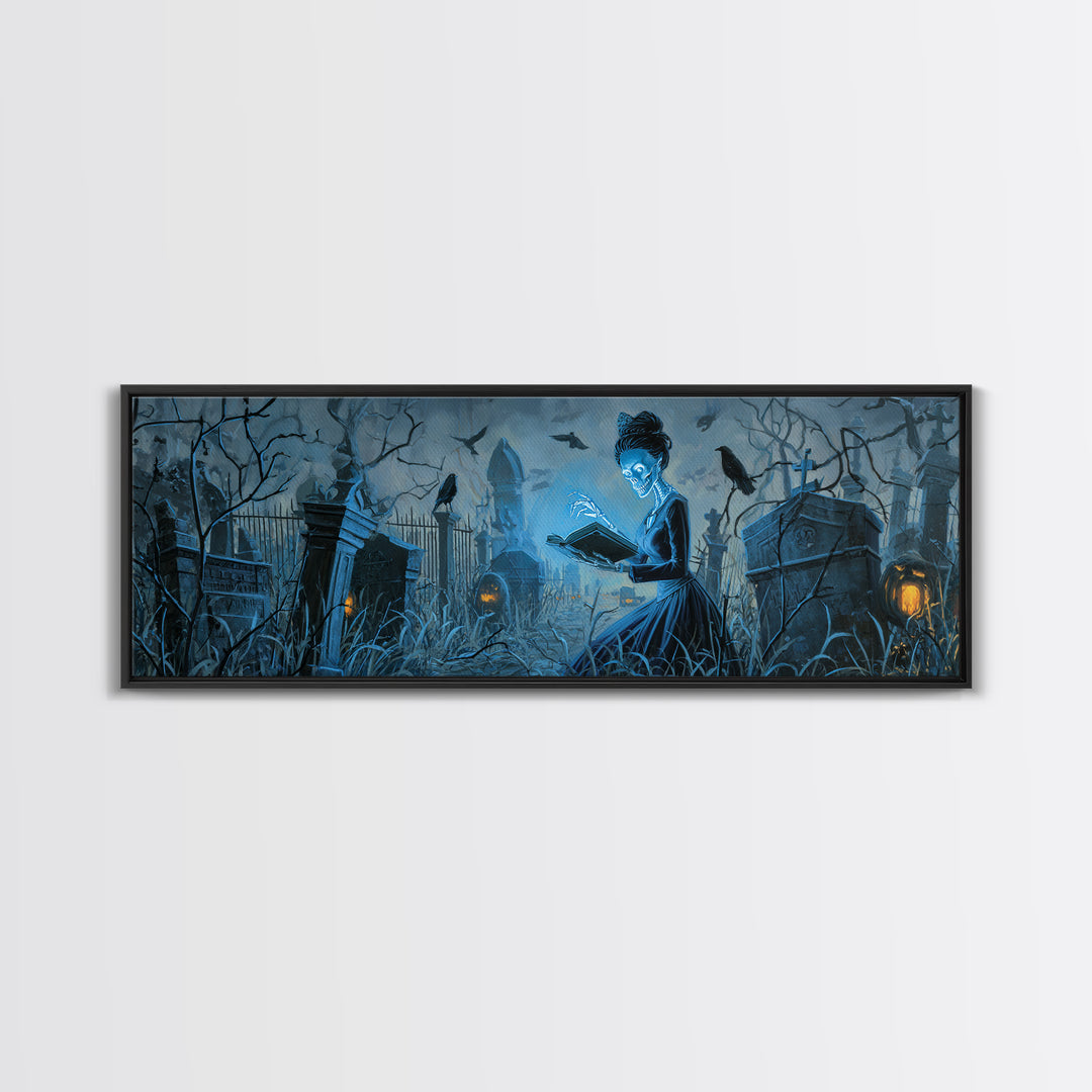 The Graveyard Book Club, Extra Wide Wall Art, Dark Fantasy Wall Art, Canvas Print, Halloween Wall Decor, Gothic Home Decor
