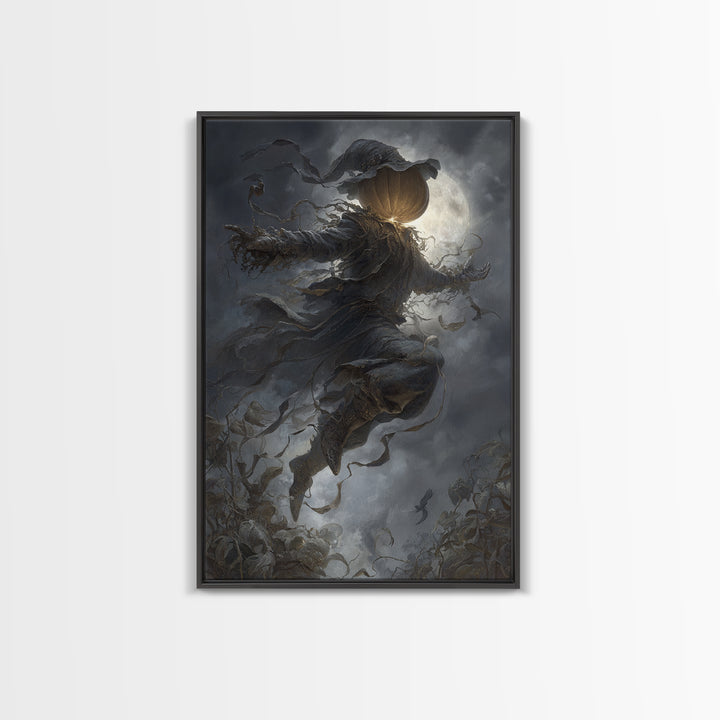 The Cosmic Pumpkin God, Vertical Wall Art, Macabre Wall Art, Framed Canvas Print, Halloween Wall Decor, Gothic Home Decor, Spooky Wall Decor