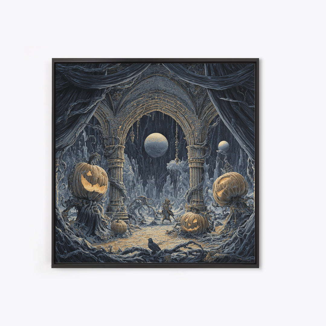The Alien Pumpkin Patch, Square Wall Art, Dark Halloween Decor, Canvas Print, Halloween Wall Decor, Gothic Home Decor, Horror Wall Art