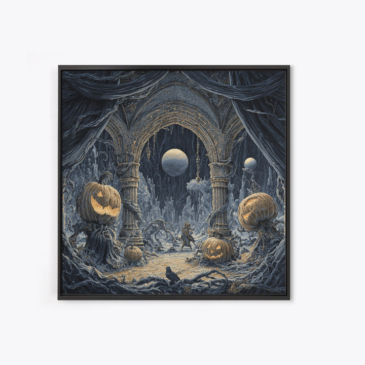 The Alien Pumpkin Patch, Square Wall Art, Dark Halloween Decor, Canvas Print, Halloween Wall Decor, Gothic Home Decor, Horror Wall Art