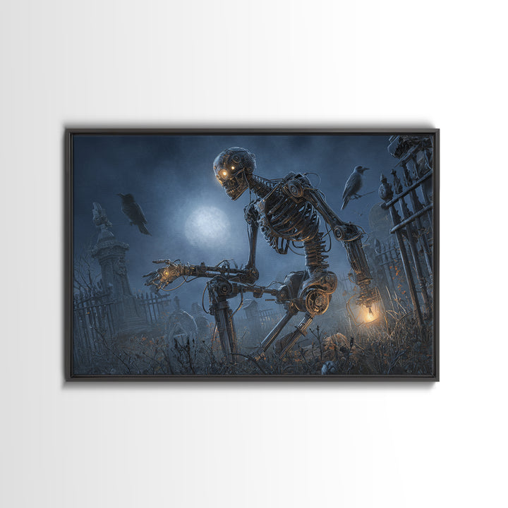 The Biomechanical Skeleton, Landscape Wall Art, Spooky Home Decor, Canvas Print, Halloween Wall Decor, Gothic Home Decor, Spooky Wall Decor